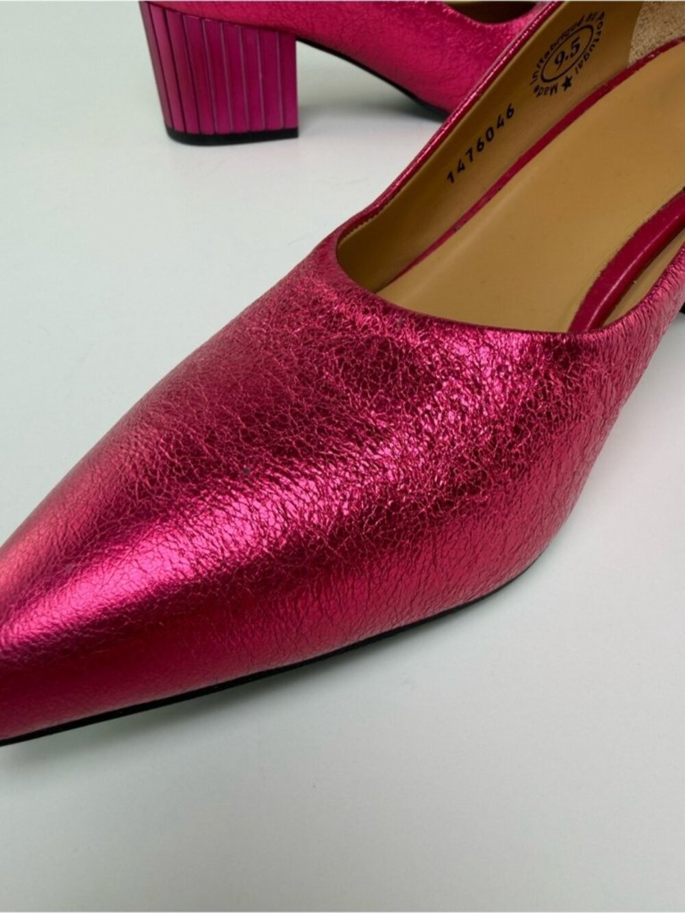 John Fluevog Bebe Metallic Pink Pump with Block Heel Size 9.5 - Picture 10 of 14